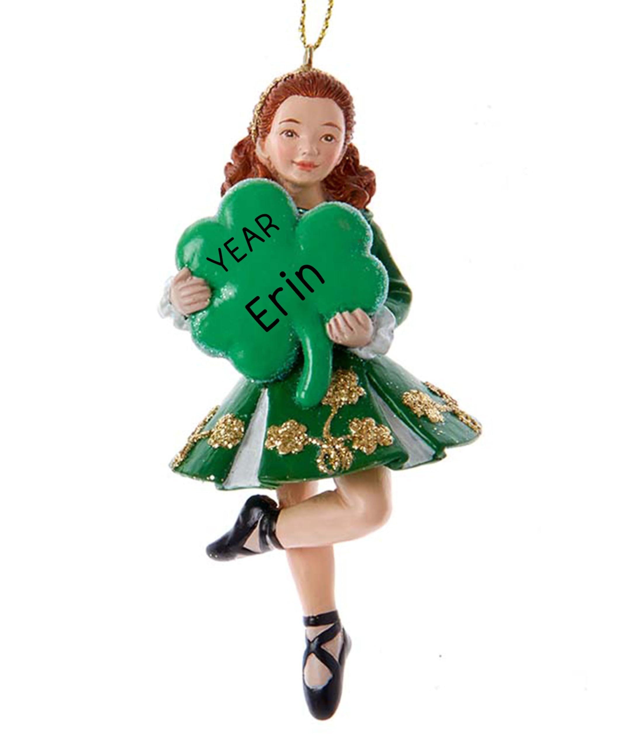 Personalized Dance Ornament 2024 – Fast & Free 24h Customization – Irish Christmas Ornament for Tree – Custom Gift Wrapped Irish Dancer Holding Shamrock Keepsake for Dancers