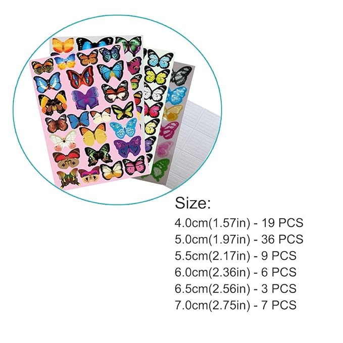 80 Adhesivos de Mariposas 3D para Decoración de Pared miniatura 4