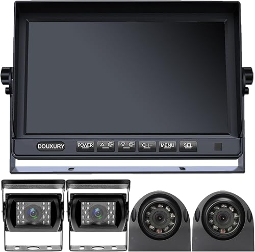 Sistema de cámara de respaldo RV con monitor de 7 pulgadas Quad Split 1080P para camión, remolque, autobús semi caravana y cámara de visión lateral
