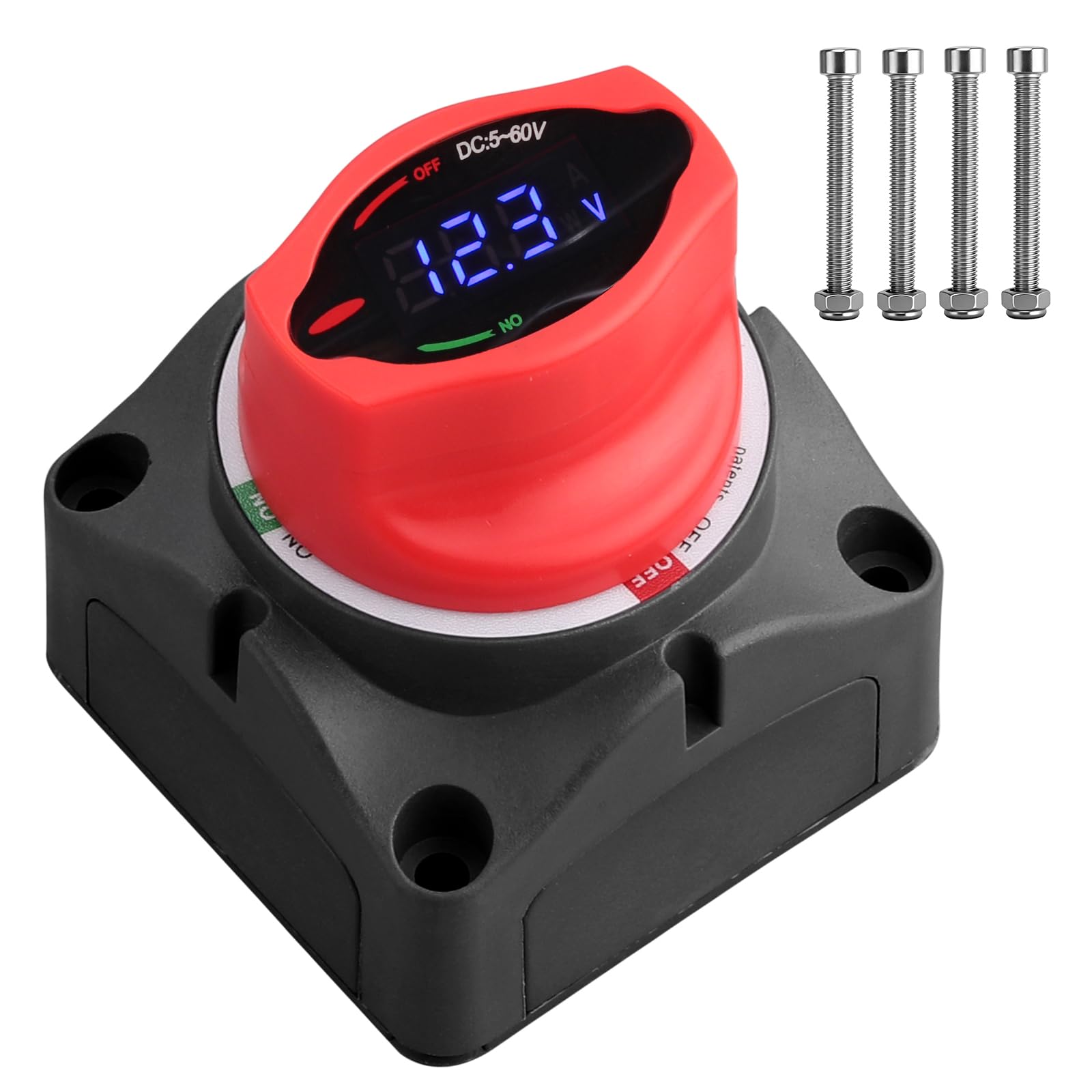 Justech Desconectador de Bateria Coche ON-OFF,5 V-60 V Interruptor de Batería con Pantalla LED para Camión,RV, Caravana,Barco,SUV
