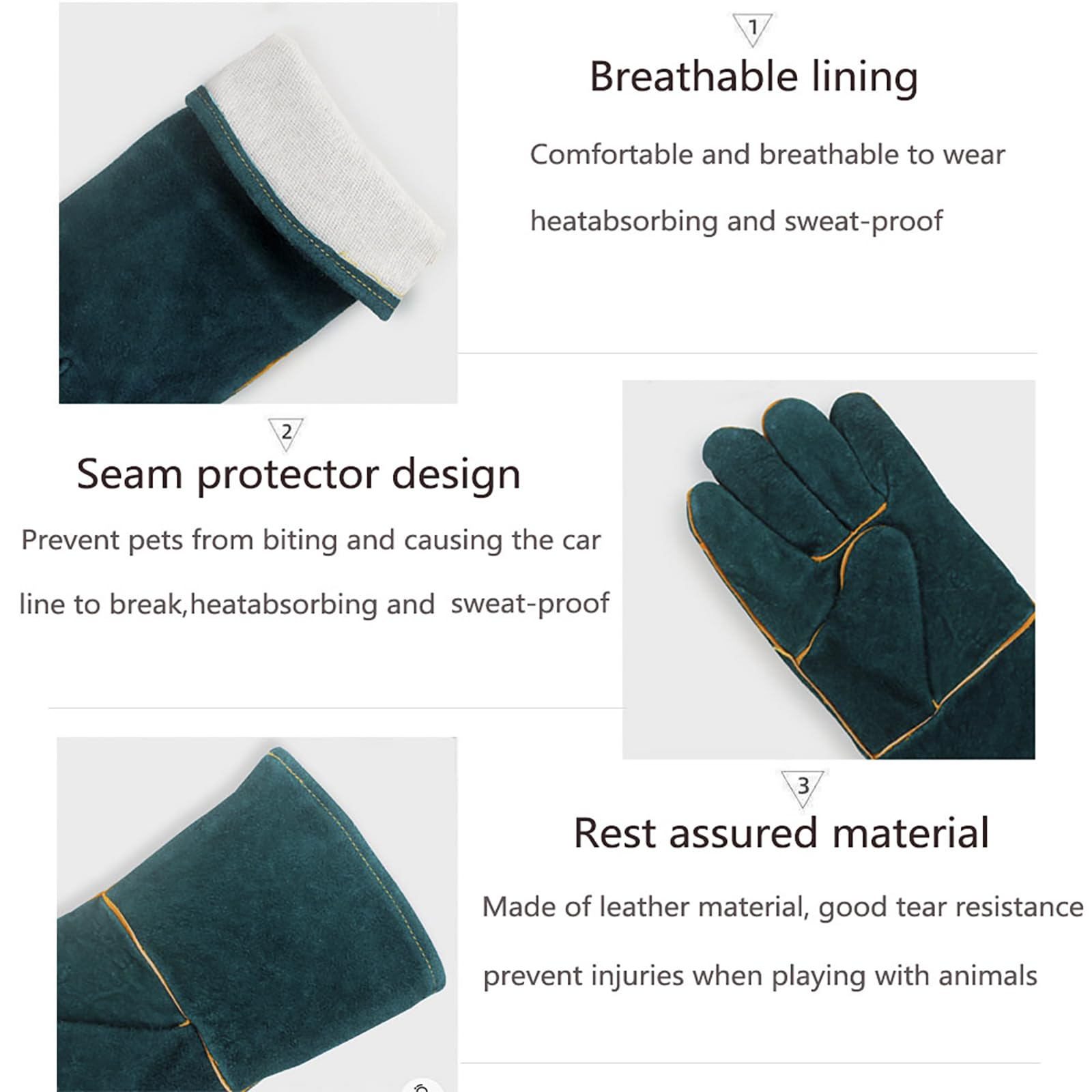 Anti-Morsure Gants de Manutention pour Animal, 40CM Gants de Travail en Cuir Polyvalents pour Le soudage, Le Jardinage ou la Manipulation de Chiens/Chats/Oiseaux/Lézards/Faucons/Reptiles