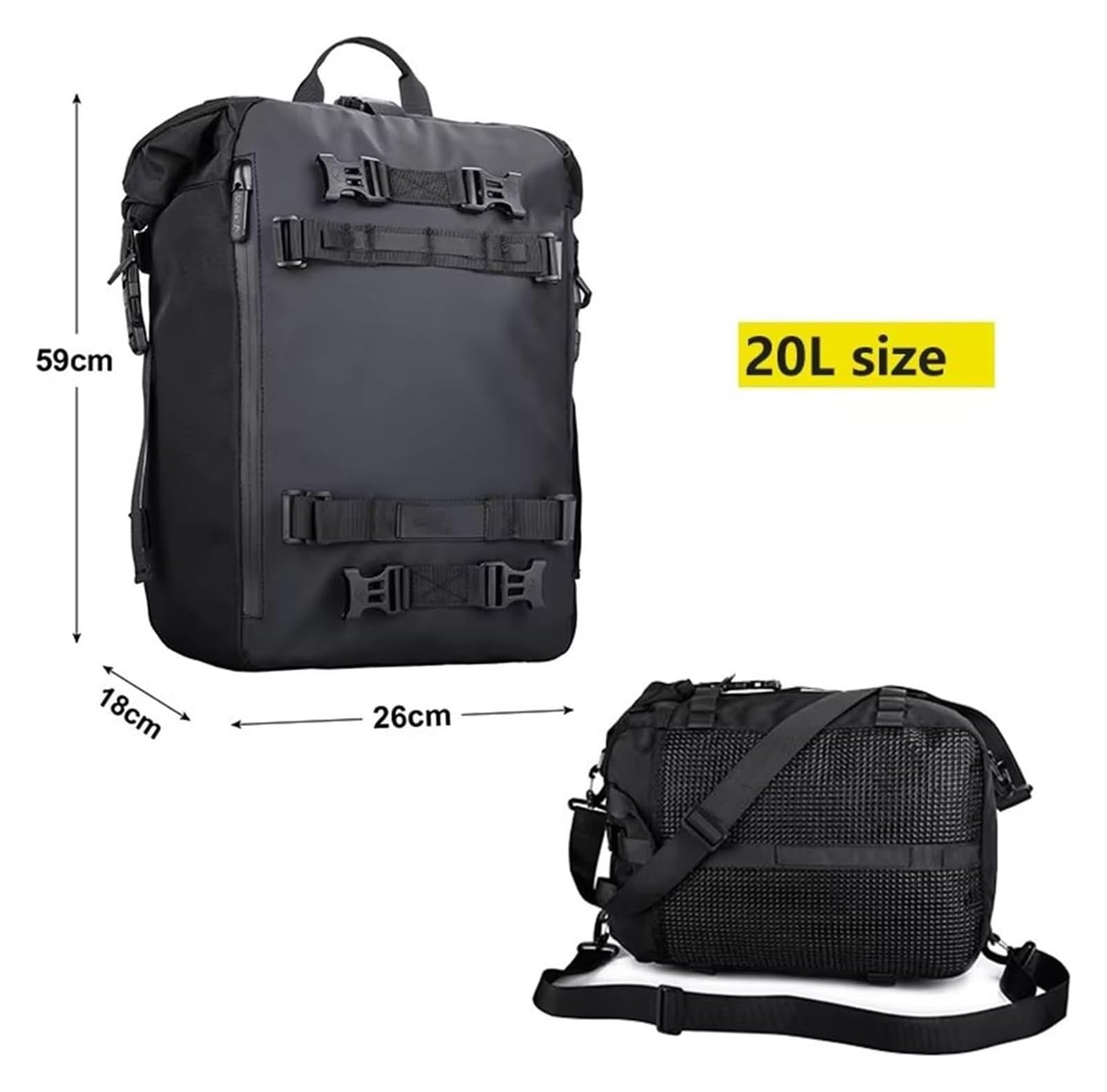 Moto Paraurti Borsa Zaino da Moto Impermeabile Motocross Posteriore Sella 10L 20L 30L Outdoor Equitazione(10L Black)