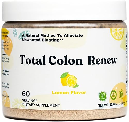 TOTAL COLON RENEW Limpiador de colon en polvo de cáscara de psyllium, vegano, sin gluten, suplemento de fibra sin OMG, limpieza natural de colon disponible en Yaxa Colombia