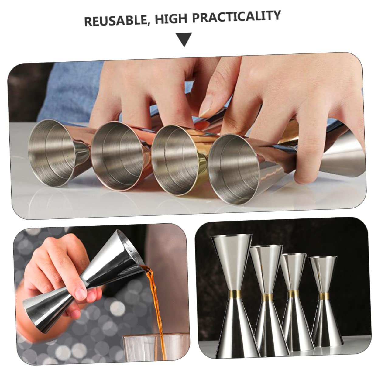 Unomor Must-have Bar Accessory Double Jigger Cocktail Jigger Scale Stainless Steel Ounce Cup for Home or Professional Use