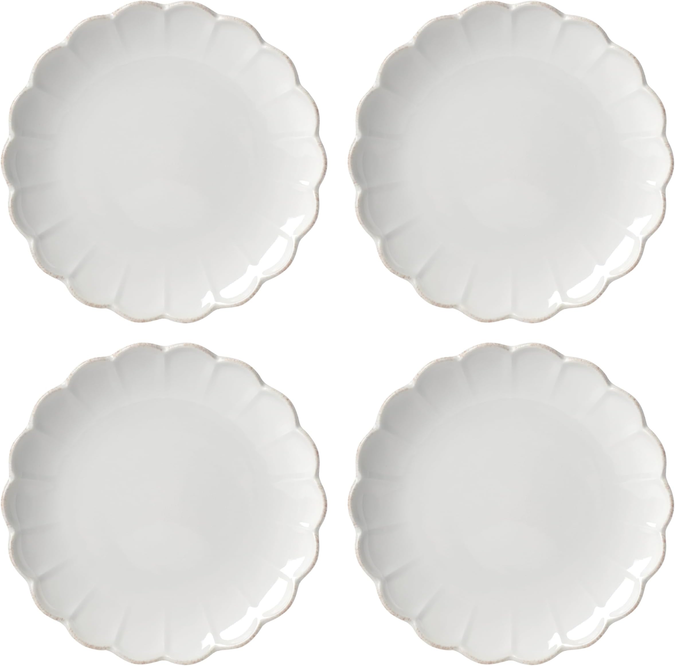893544 French Perle Scallop 4-Piece Accent Plate Set, Matte, Off-White