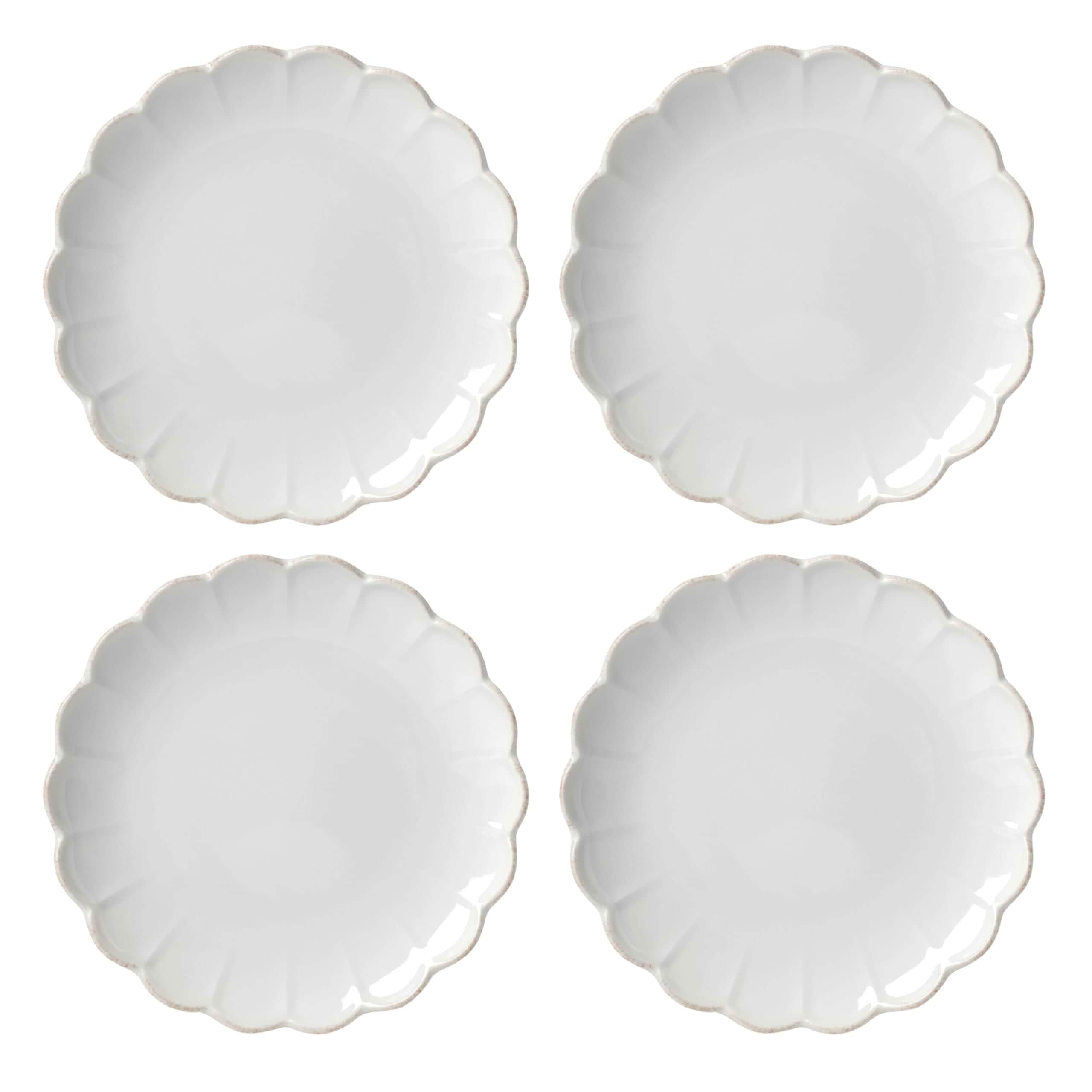 Lenox French Perle Scallop Accent Plates, Appetizer Plate Set for 4 stoneware, dishwasher safe, microwave safe | also great as a dessert plate for salad or bread, salad plates