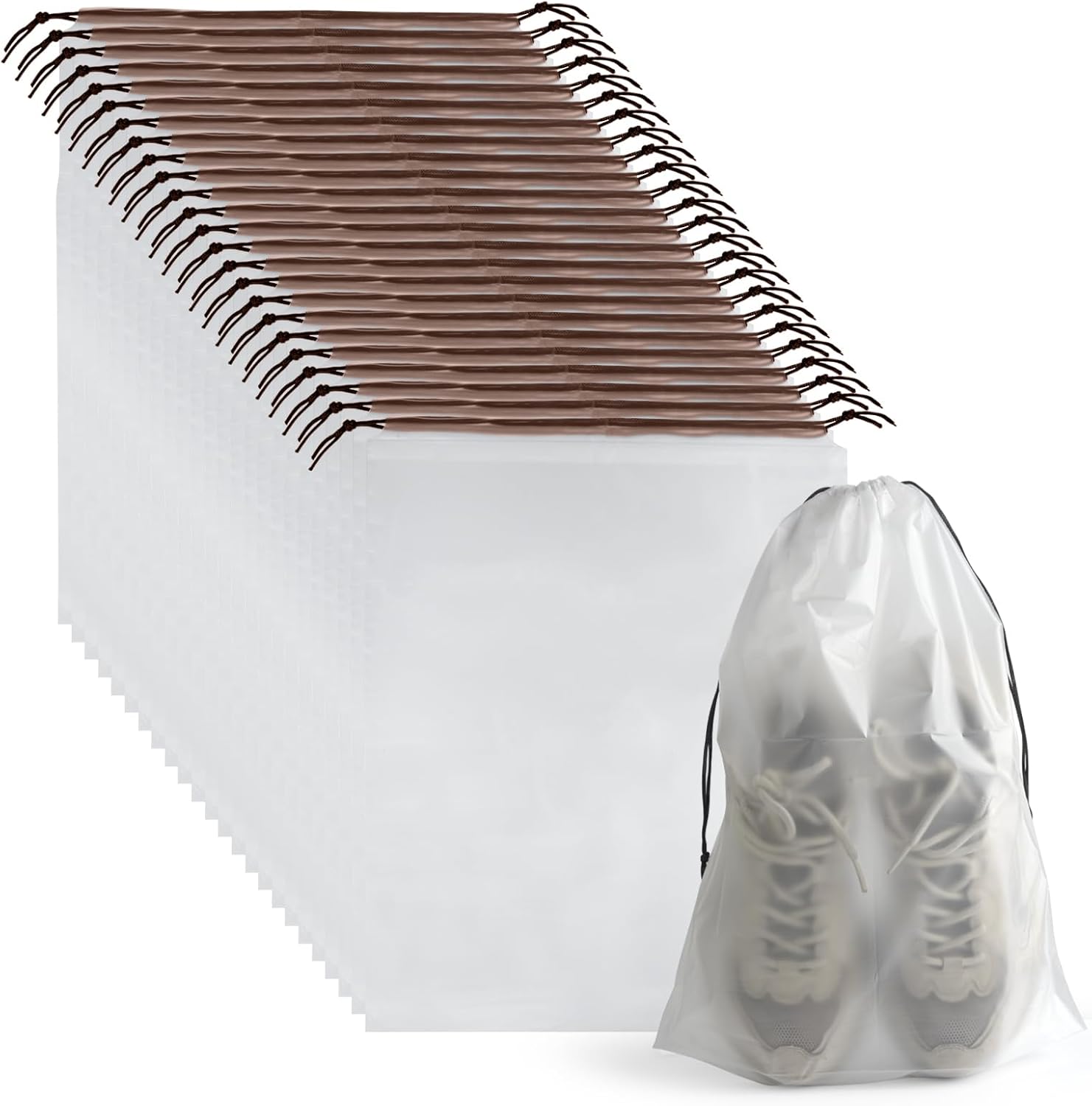 26 Pcs Shoe Bags for Travel, PLULON Clear Drawstring Travel Shoe Bags for Packing Waterproof Dustproof Shoes Organizer Pouch Travel Accessories Shoe Storage Bag for Women Men Portable Travel Essential