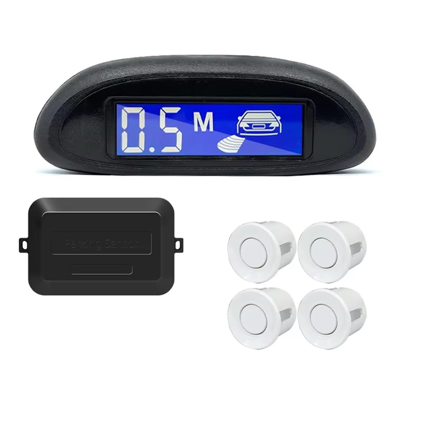 voiture capteur stationnement Capteur Stationnement Voiture Avec Moniteur Recul Parktronic Automatique 4 Capteurs Systèmes Radar Affichage Rétroéclairé Stationnement(White)