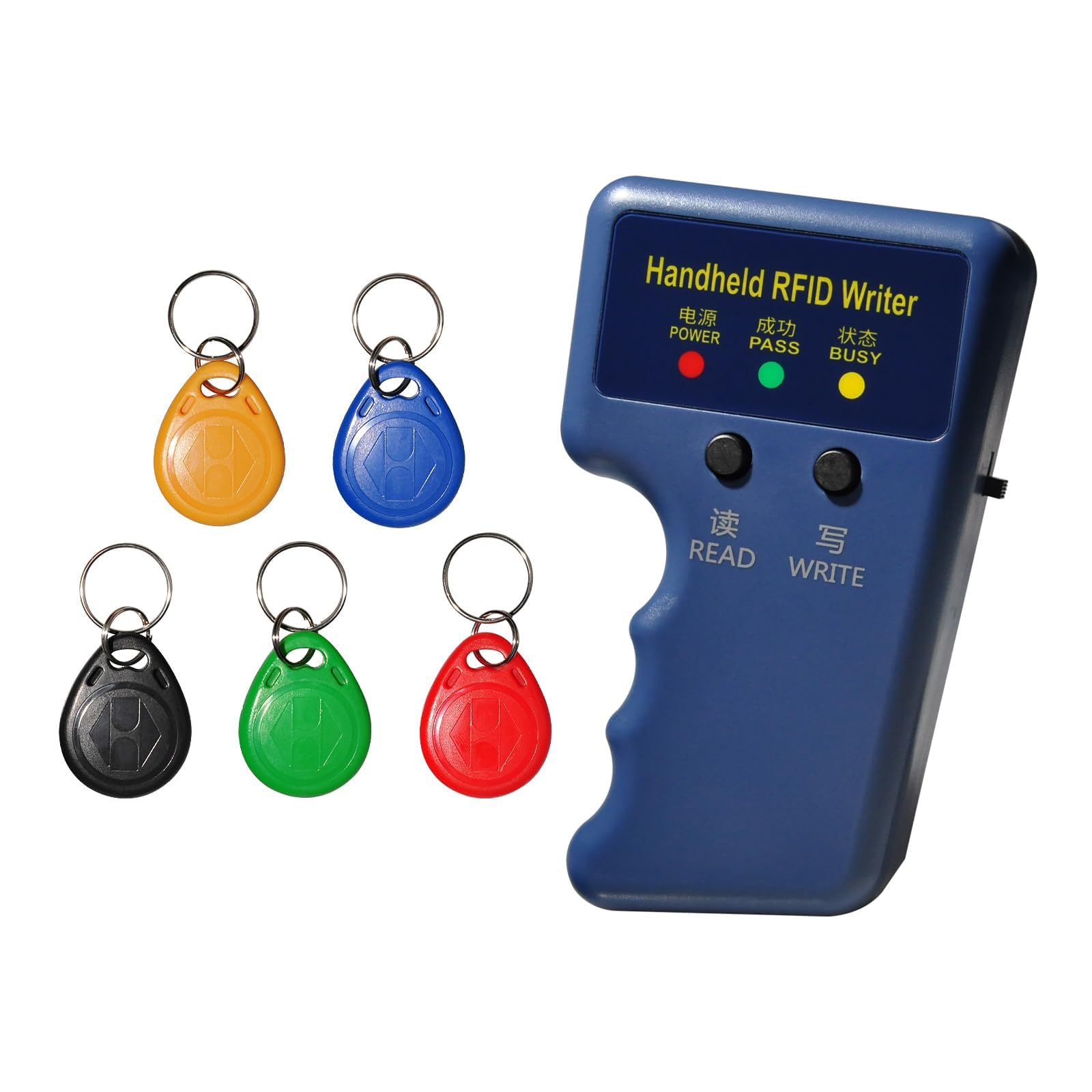Access Card Duplicator, Portable Duplicator, Copier Reader Duplicator for Contactless 125KHz ID HID AWID Cards for Access Control System with 5 Key Fobs
