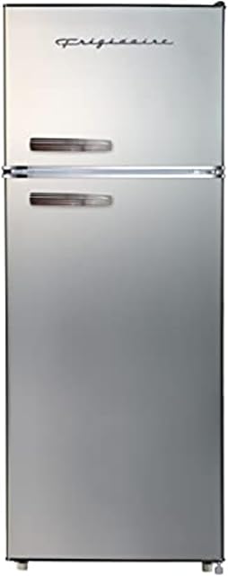 Frigidaire EFR753-PLATINUM EFR753, 2 Door Apartment Size Refrigerator with Freezer, Retro Chrome Handle, cu ft, Platinum Series, Stainless Steel, 7.5, Silver