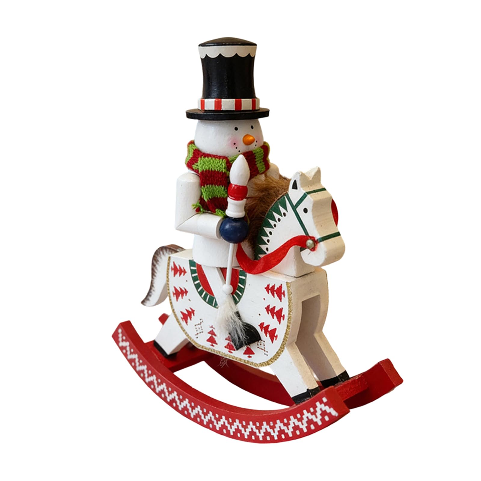 Msioytog Christmas Nutcrackers Figures, Nutcrackers Christmas Decors, Rocking Horse Crackers Ornament for Xmases Party Home Wooden Figures