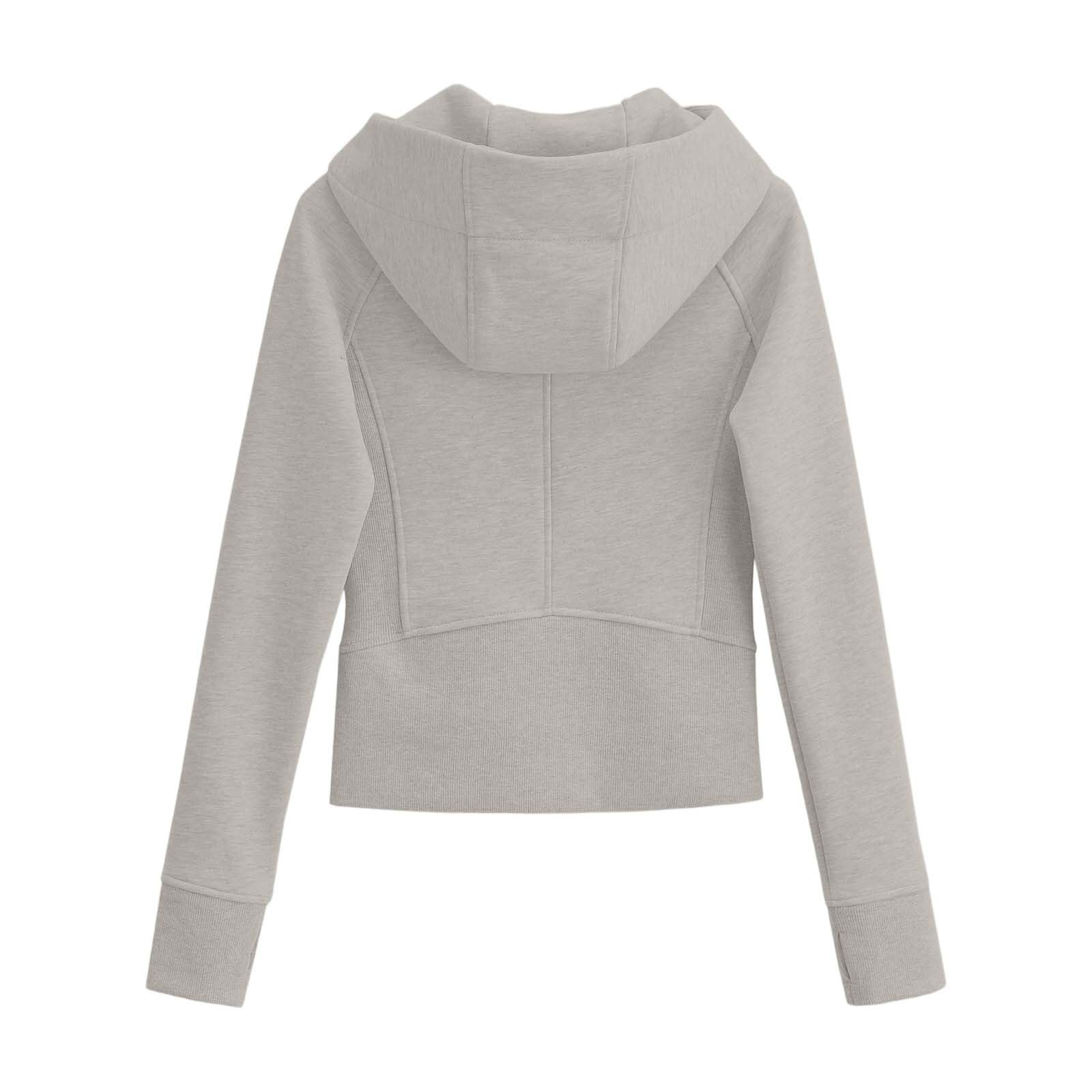 Sudaderas Mujer con Capucha Chaqueta Corta Informal de Terciopelo con Cremallera y Cintura Ajustada Sudadera con Capucha para Mujer Estilo Liso y versátil