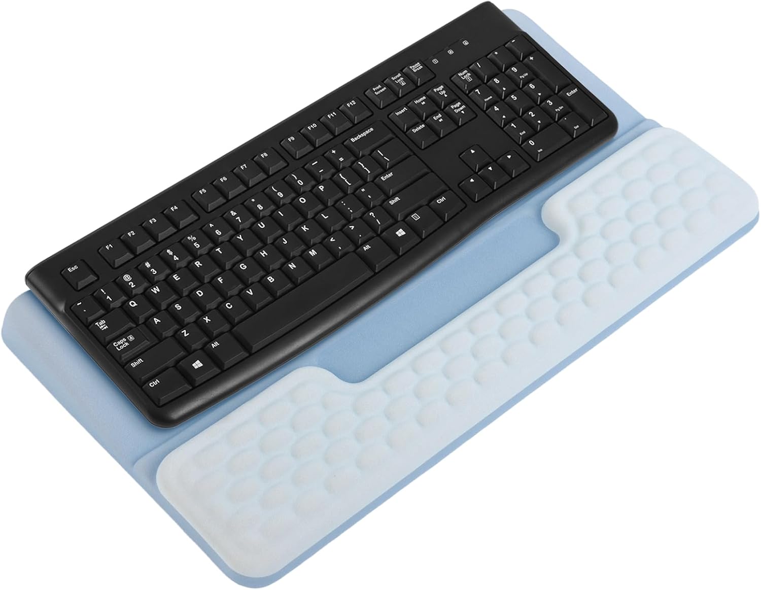 Keyboard Stand with Wrist Rest，Ergonomic Wrist Pad Memory Foam Keyboard Riser Holder Tray with Non-Slip Base, Pain Relief for Work Study Game (Blue)