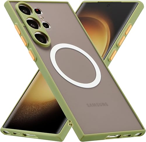 ZCDAYE Funda magnética para Samsung Galaxy S23 Ultra, compatible con carga inalámbrica tacto sedoso parte trasera de policarbonato mate TPU