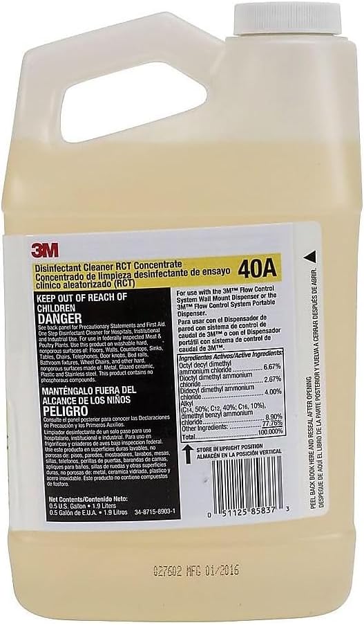 3M Disinfectant Cleaner RCT Concentrate, 0.5 Gallon, 4/Case (40A)