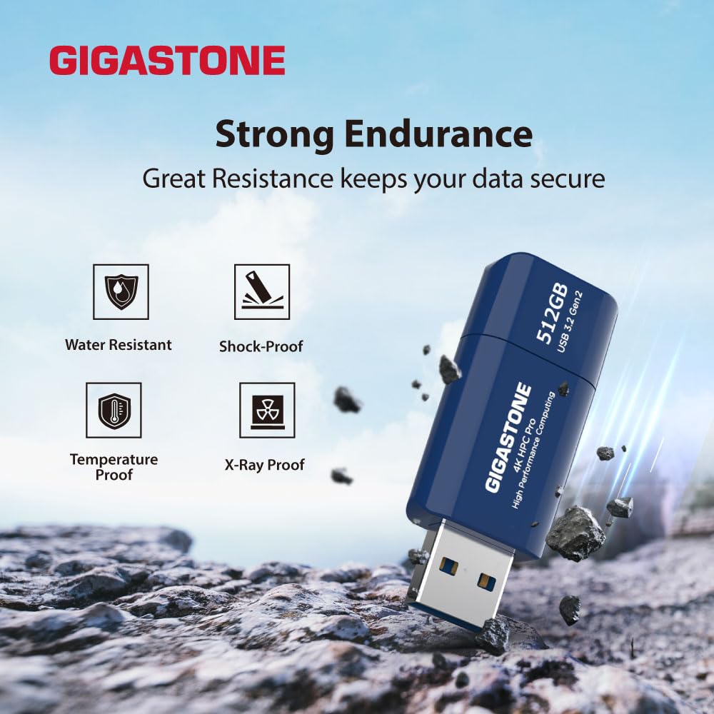 GIGASTONE Z80 512GB USB 3.2 Gen2 Solid State Drive, ad alta velocità 1000MB/s, senza cappuccio retrattile Pen Drive, stile fibra di carbonio, affidabile e durevole