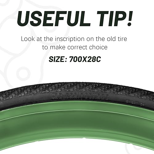 Miniatura 2 de BWSHLF 700x23c25c28c35c neumático de bicicleta de carretera, plegable de repuesto de cuentas de ciclismo neumáticos de bicicleta negro duradero 2