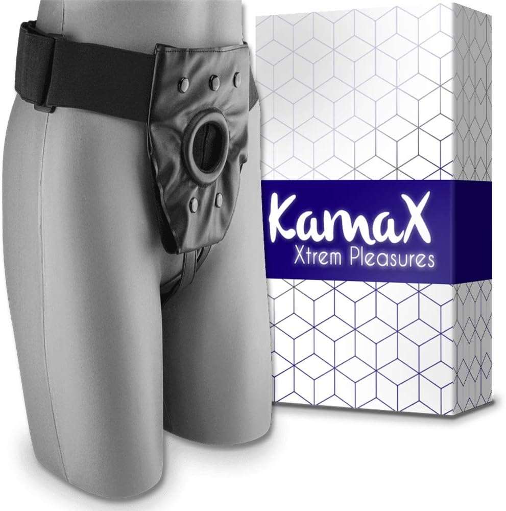Large and Comfortable Belt in Black Synthetic Leather to Attach Naughty Toy - Designed by KamaX