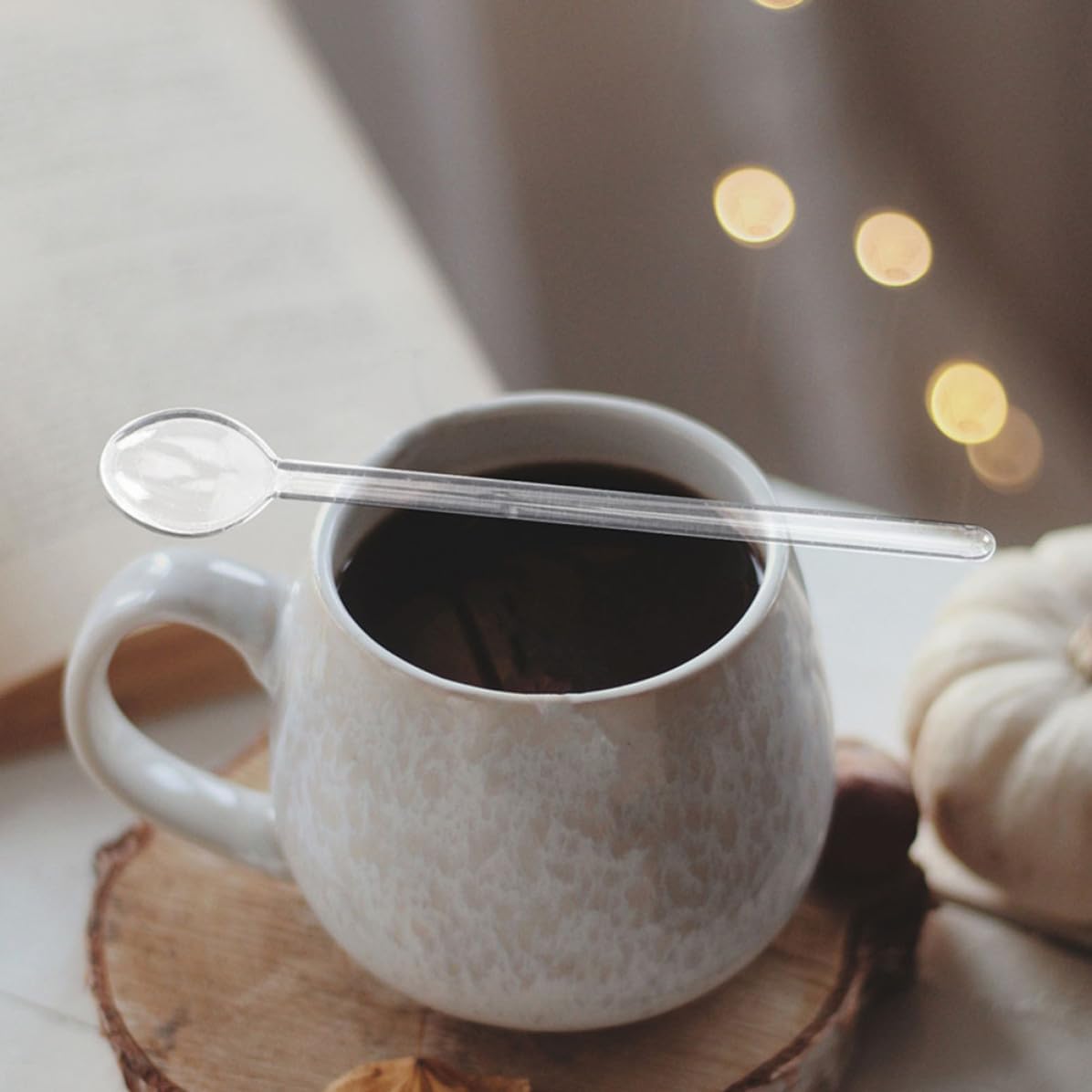 TIDTALEO Heat-resistant Glass Stirring Spoons with Long Handles 4pcs for Easy Mixing, round Head Glass Spoons and Cocktail Stirring for Coffee, Milk, Desserts