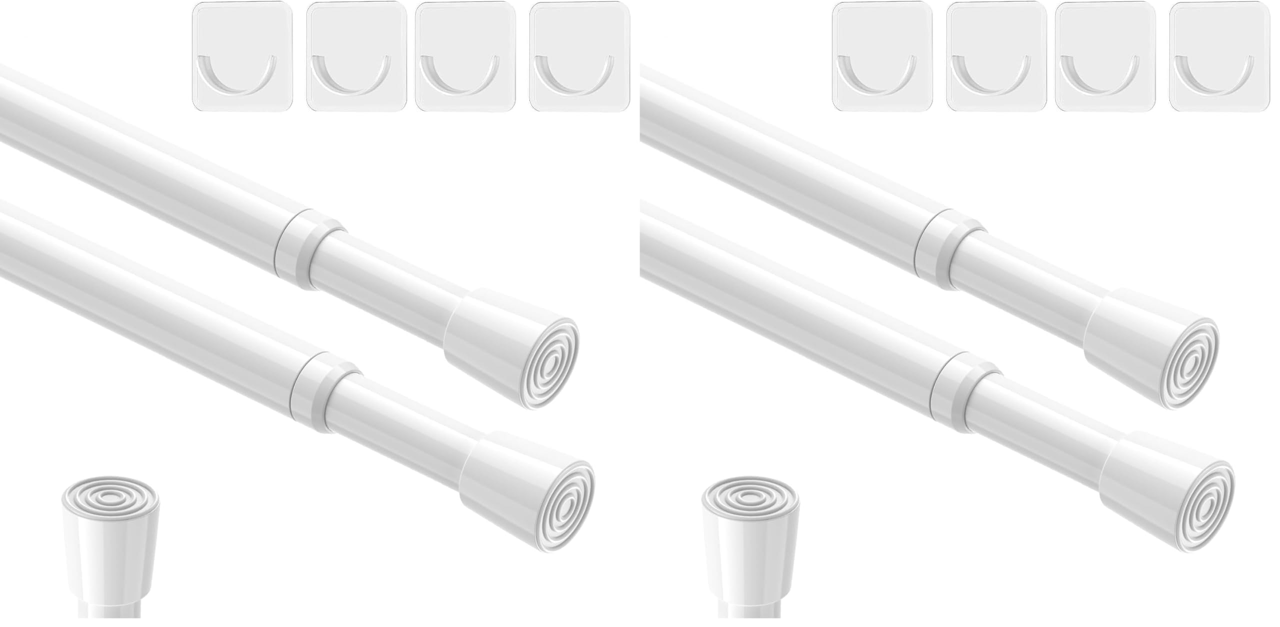 AIZESI 2pcs Spring Tension Rods Adjustable 26 to 39 inch Small Tension Curtain Rod No Drilling Expandable Spring Loaded Curtain Rod,Suitable for Doors and Windows 28 to 36 inch, White (Pack of 2)