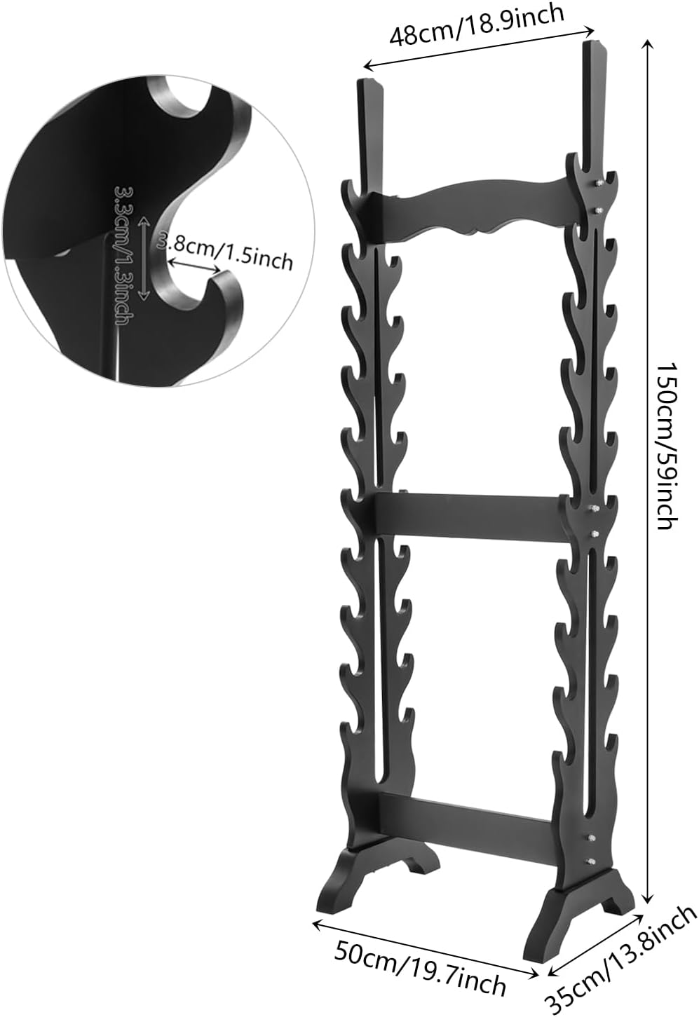 20-Tier Sword Stand Floor, Multilayer Vertical Sword Display Stand, Double-sided Sword Rack, Large Classic Hollow Floor Stand, Japanese Samurai Sword Holder for Katana, Samurai, Gladiator