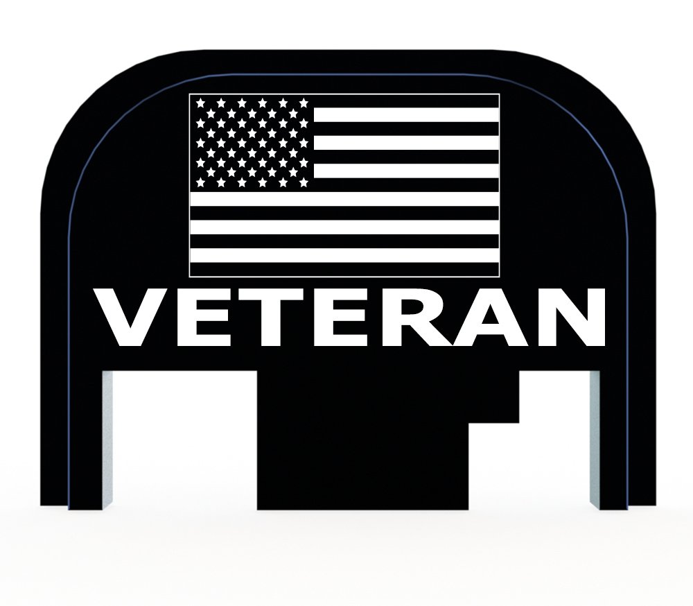 Squirrel Daddy USA Flag and Veteran Slide Cover Back Plate for Glock