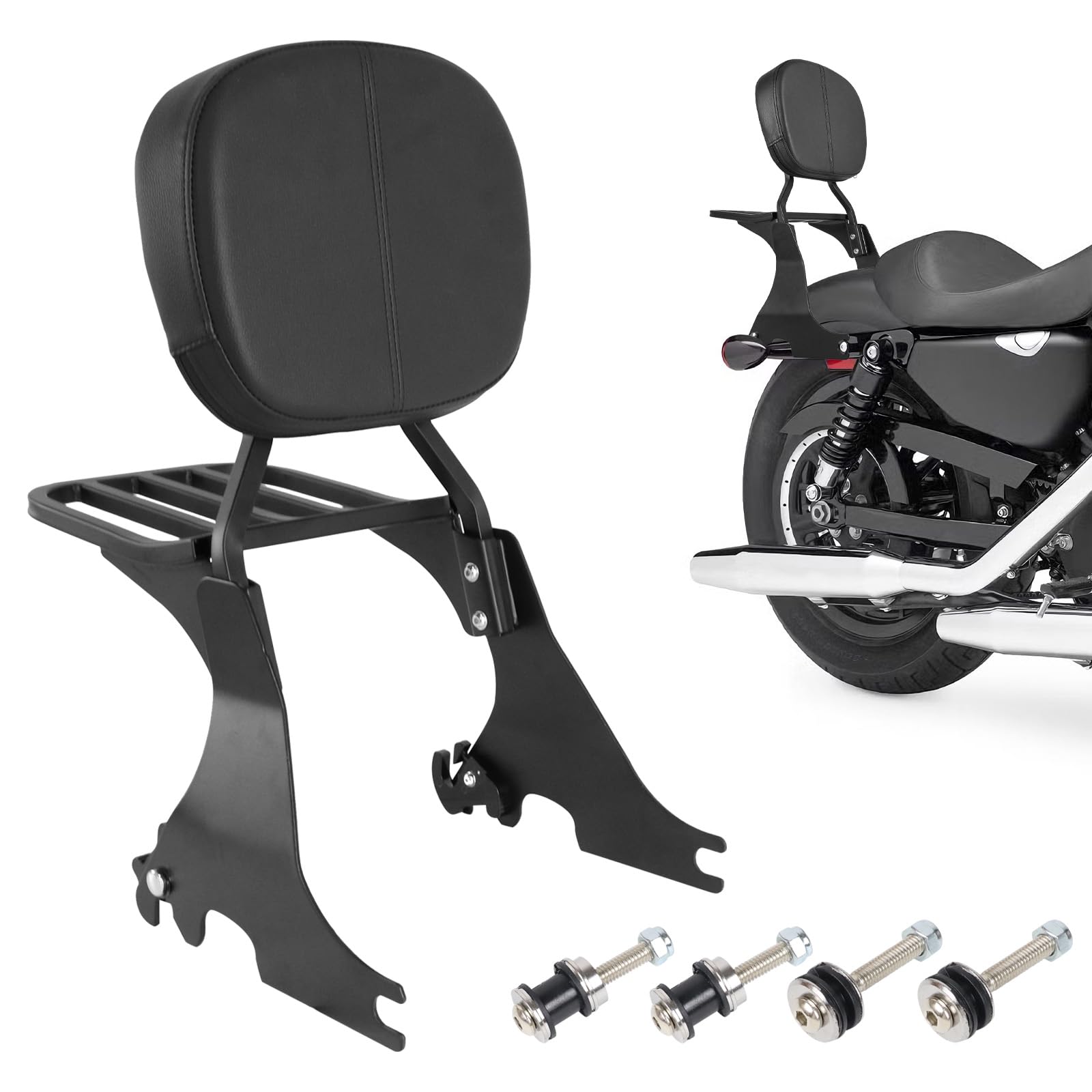 Rear Passenger Low Backrest Sissy Bar Compatible with for Harley Sportster