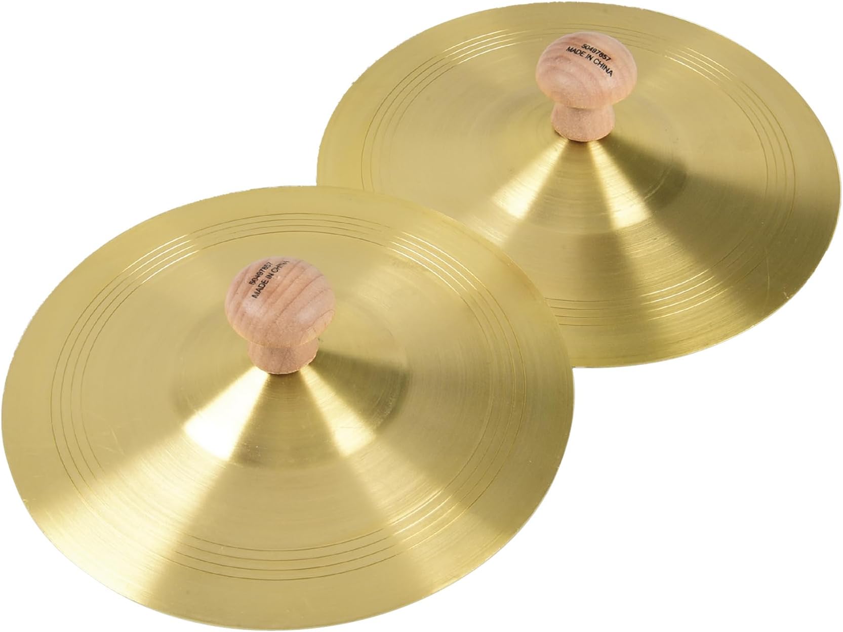 Constructive Playthings 6" Fine Polished Brass Finger Cymbals with Attached Knobs for Rhythm Band, Teaching Tempo and Beat Keeping, Toddler Instruments for Ages 3 and Up