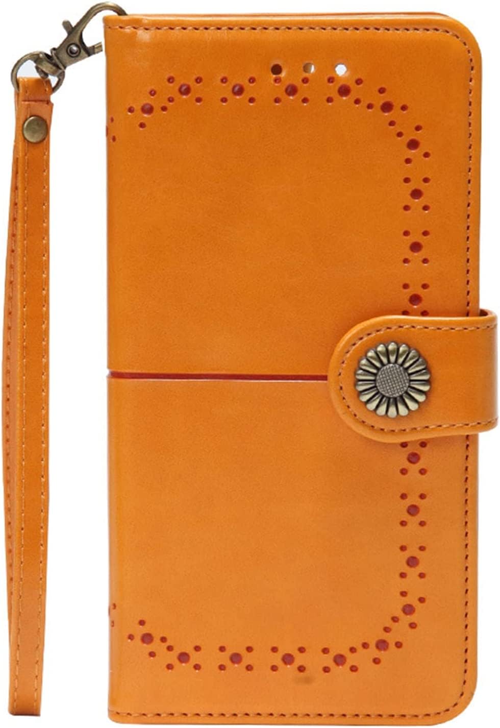 Étui iPhone 14 Plus jaune foncé à rabat en cuir avec dragonne - 8
