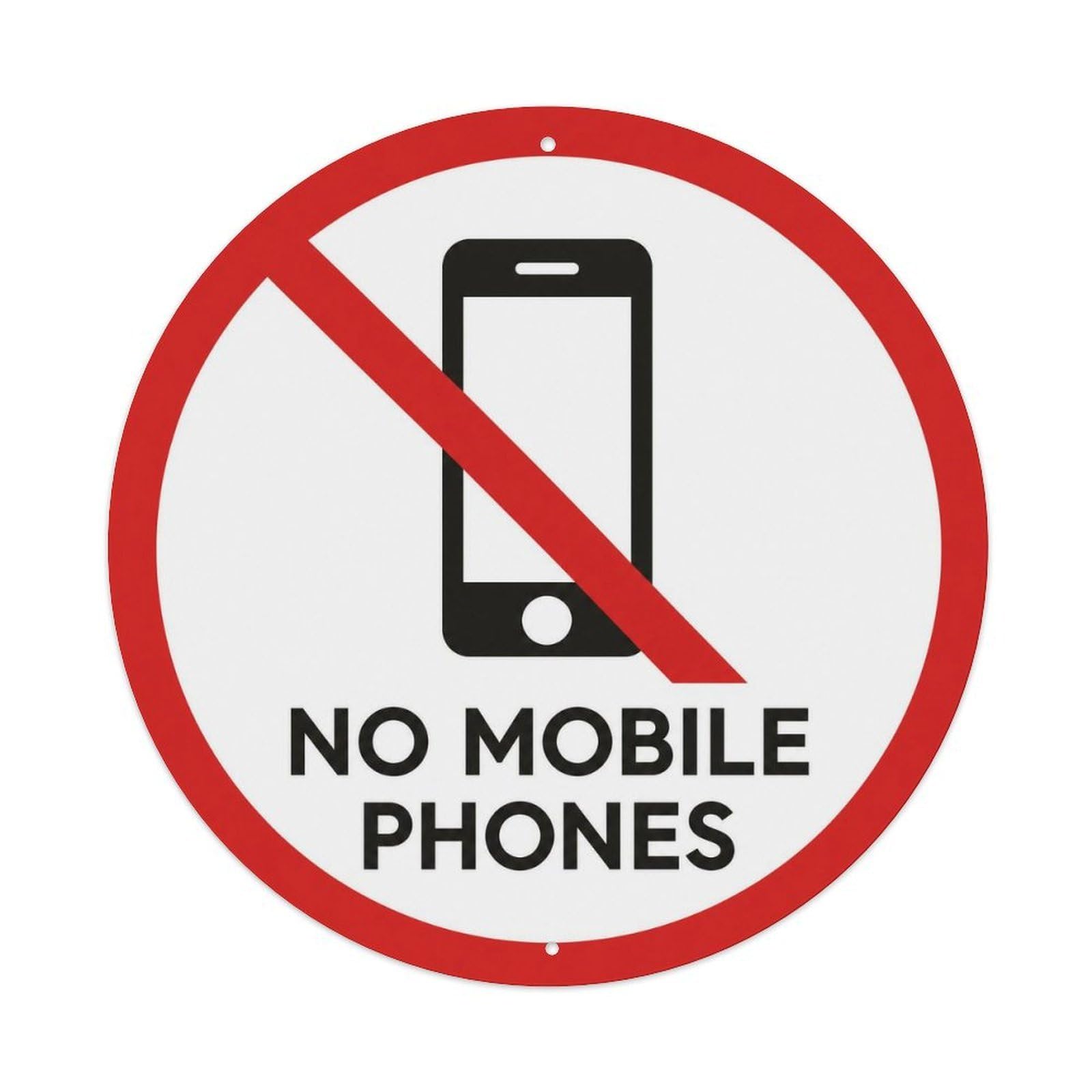 Olyhtr 8X8inch Classic Style Mobile Phones Caution Icon British Retro Typography Metal Tin Sign