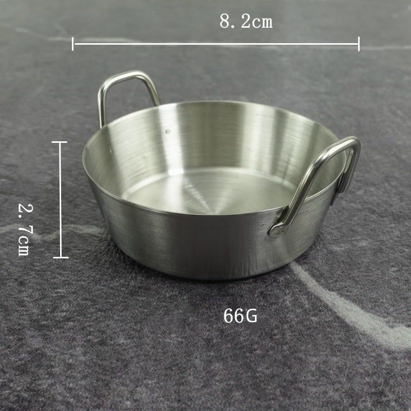 Echeson 1PC Stainless Steel Tableware, Lightweight and Portable Korean Round Plate Silver Suitable for Home Or Outdoor Camping(S Silver)