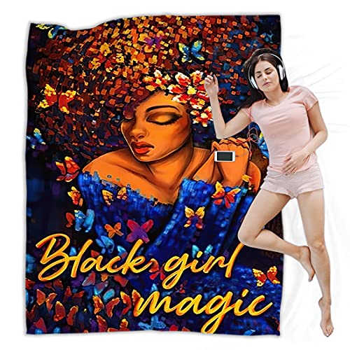 Drawpro Black Girl Blanket Queen Blanket African American Throw Blanket Gift Black Women Throw Blanket For Couch Quotes Throw Blankets For Bed Gift For Women Warm Soft Fuzzy Flannel Blanket 60"X50" #TOP25