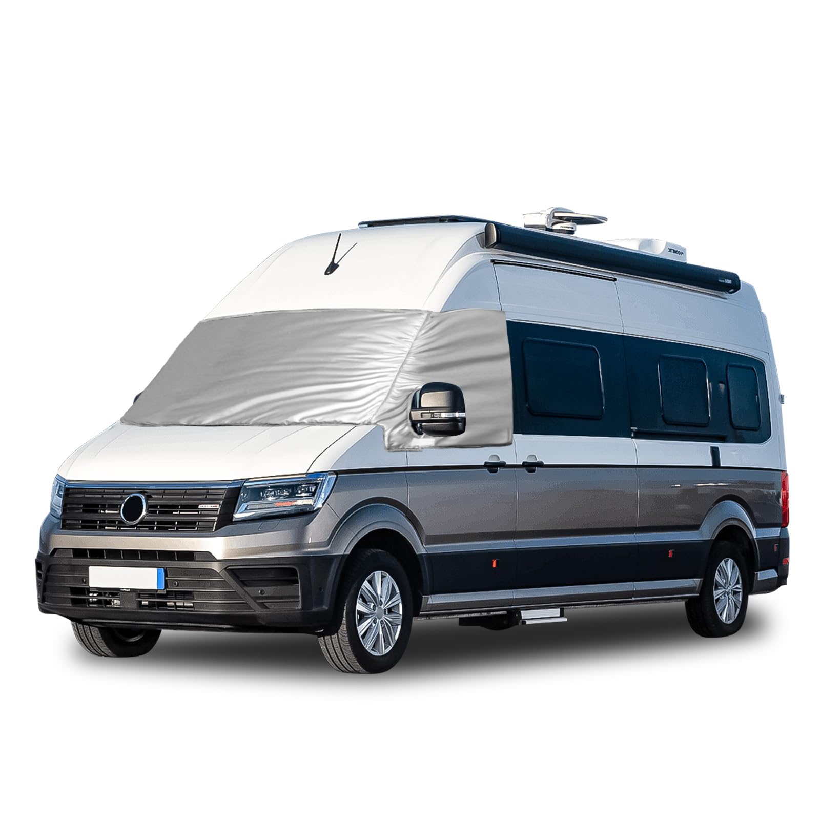 Cubierta de Parabrisas Térmico Externo Compatible con 2018-2023 VW Crafter Grand California, Parabrisas Delantero Cubierta Luxury de Plata para Protección contra Nieve, Hielo, Polvo y Sol