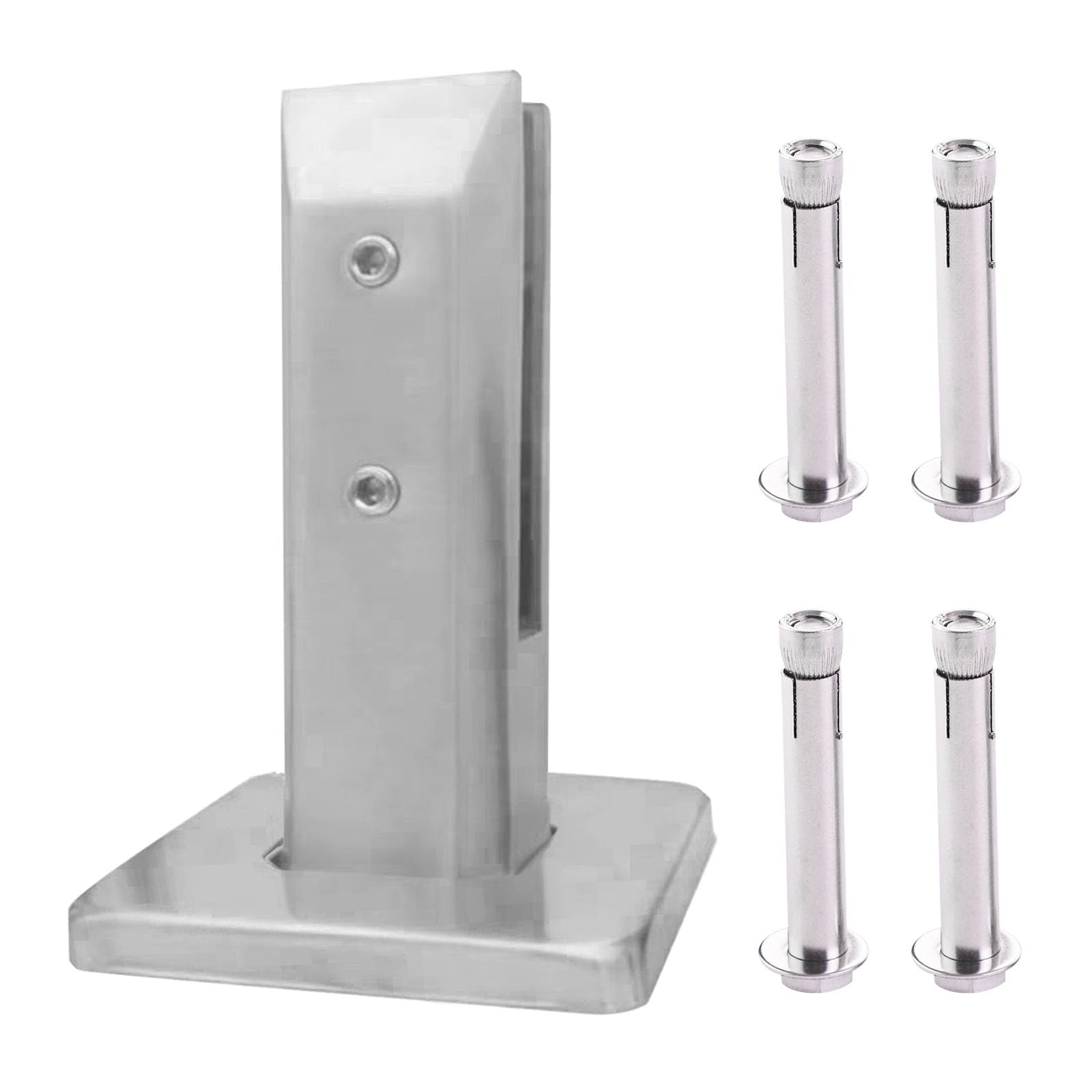 Photo 1 of Glass Railing Clamp,Glass Railing Post,316 Stainless Steel Square Glass Spigots Clamp For Home Garden Stairs Balustrade Railing Balcony Glass Floor Clamp,Brushed (1PCS)