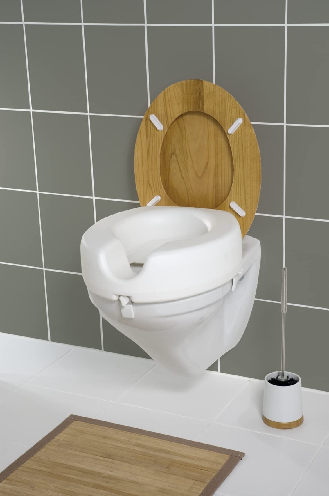 Wenko 17950100 Sedile Rialzato per WC Secura, Portata 150 Kg, Materiale Plastico, 44 x 17 x 41,5 cm, Bianco