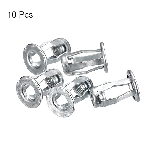 Miniatura 8 de uxcell Tuercas de gato M6, 10 tuercas roscadas de acero al carbono para metal fino, 0.732 in de longitud