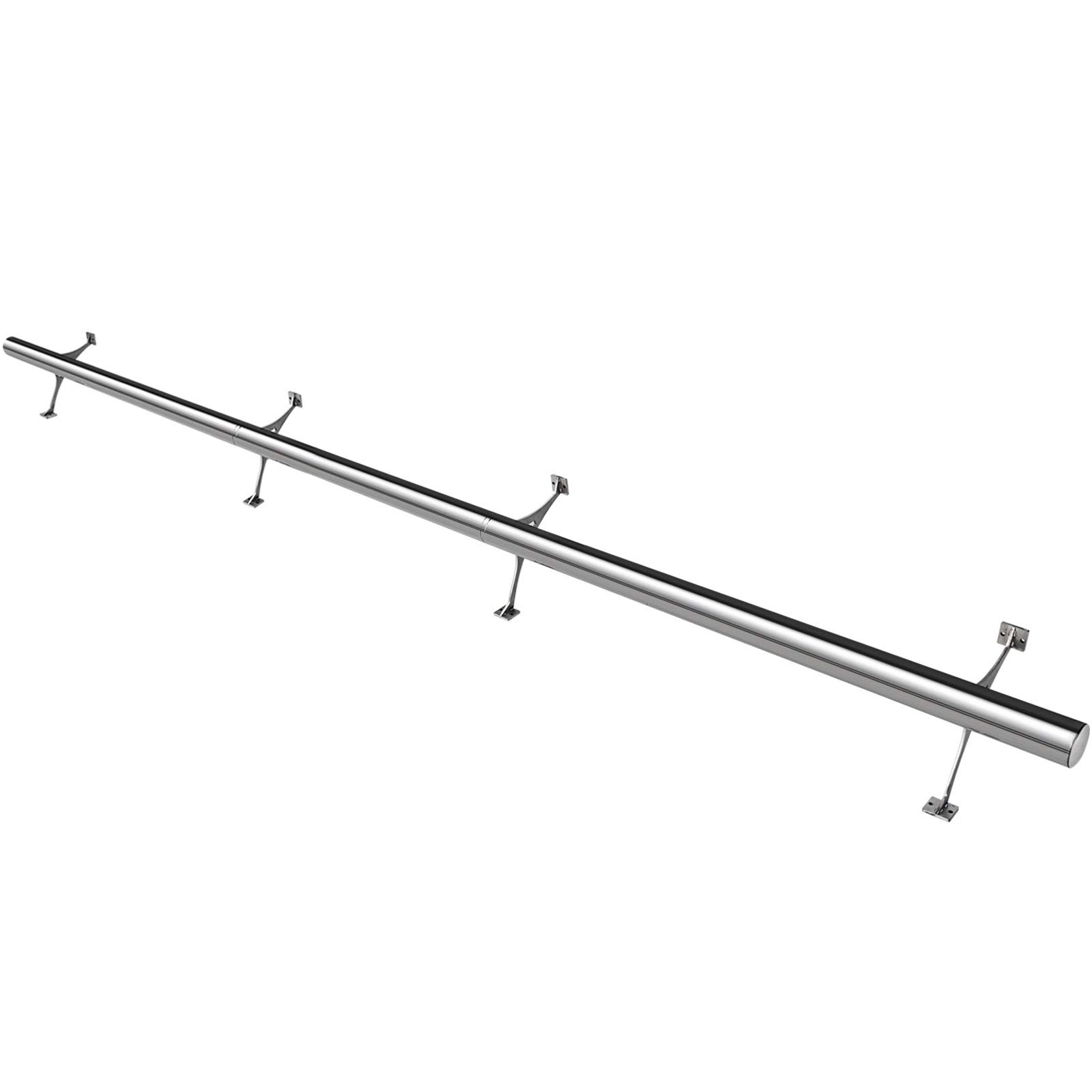 VBENLEM 2''OD Bar Foot Rail Kit,2-9FT Length Solid Bar Mount Foot Rail Kit,Brushed Stainless Steel Tubing Bar Foot Rail Tubing Kit for Floor&Wall,Bar Foot Rest w/2 Combination Brackets&2 Flat End Caps