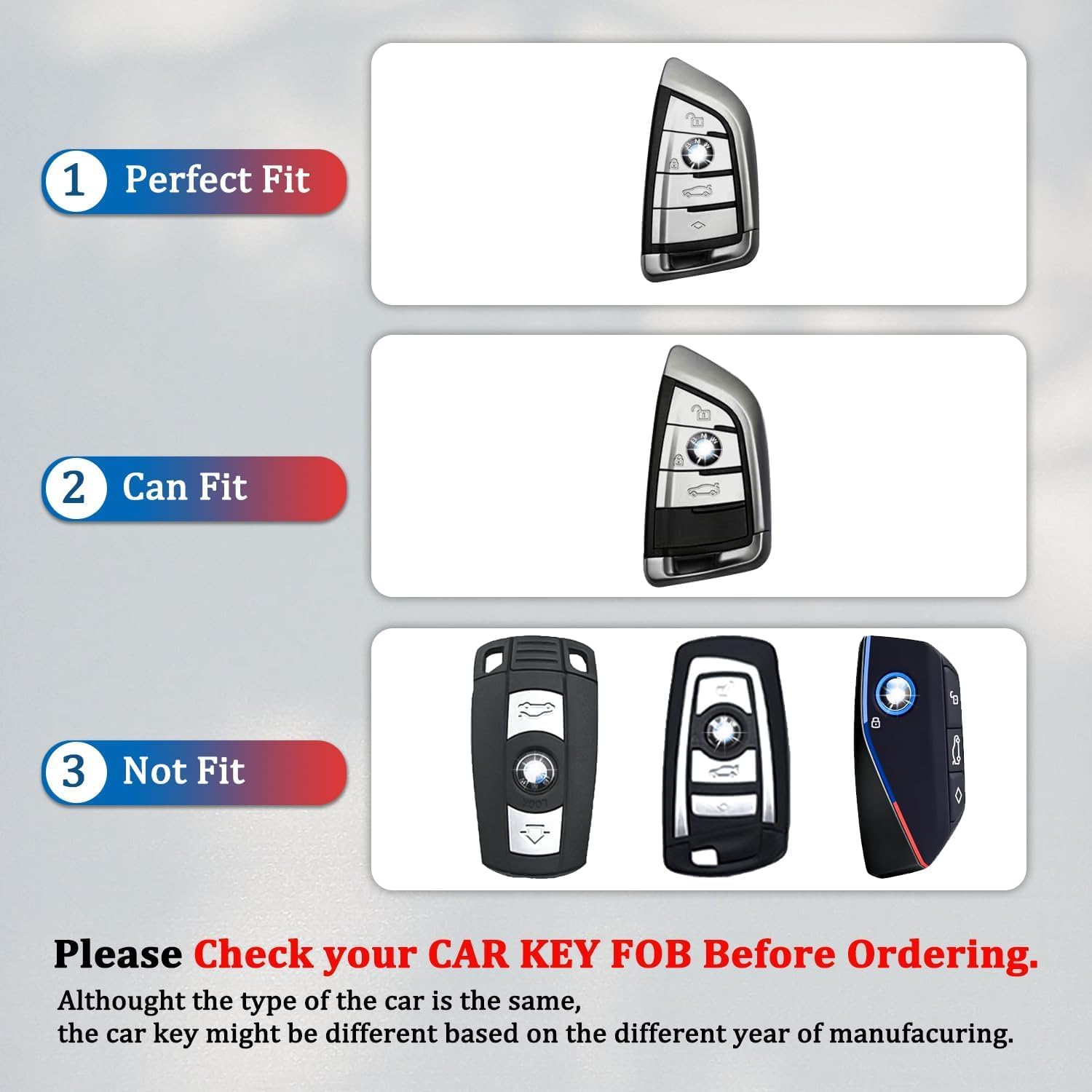 suitable for bmw key fob cover, soft tpu full protection key case with keychain for bmw x1 x2 x3 x5 x6 x7 and 2 5 6 7 series key fob holder, black silver black