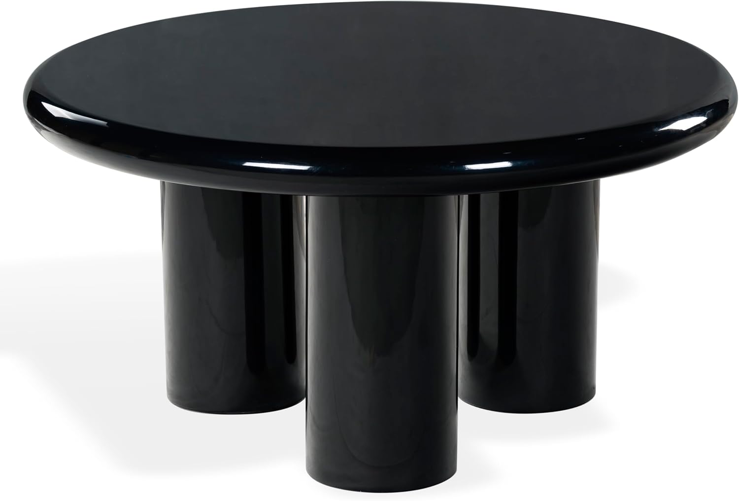 SAFAVIEH Couture Collection - Lolita Black Concrete Coffee Table, Round High Gloss Accent Table, Modern Sculptural Design (SFV2623A)