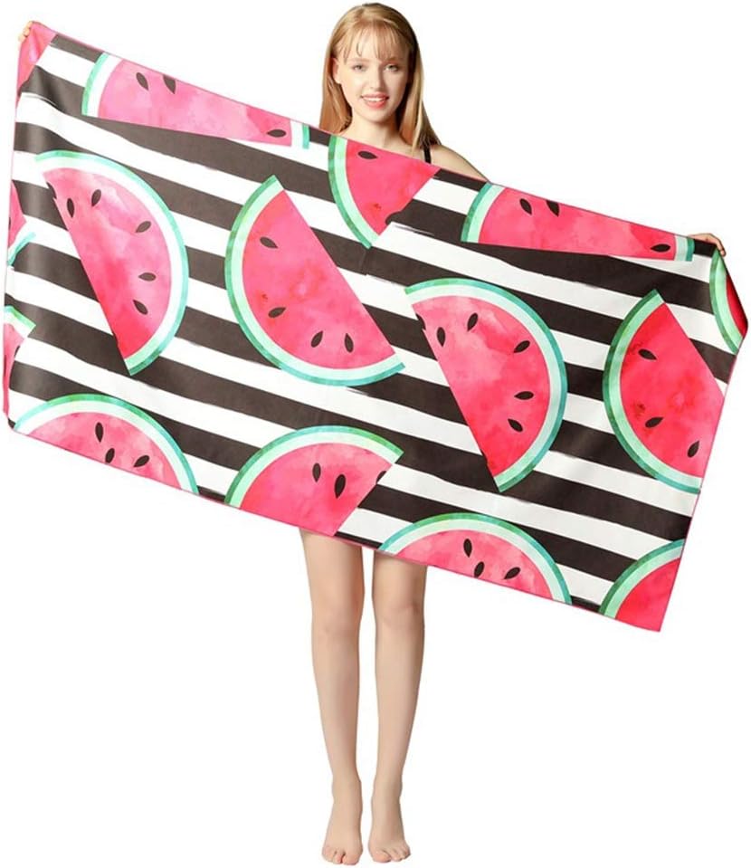 Personalize Watermelon Pattern Oversized Microfiber Beach Towels Clearance Sand Free Beach Towels Quick-Drying Bath Towel for Swim, Pool, Yoga, Travelling 63x31in (No.1 Type, 4 Pack)