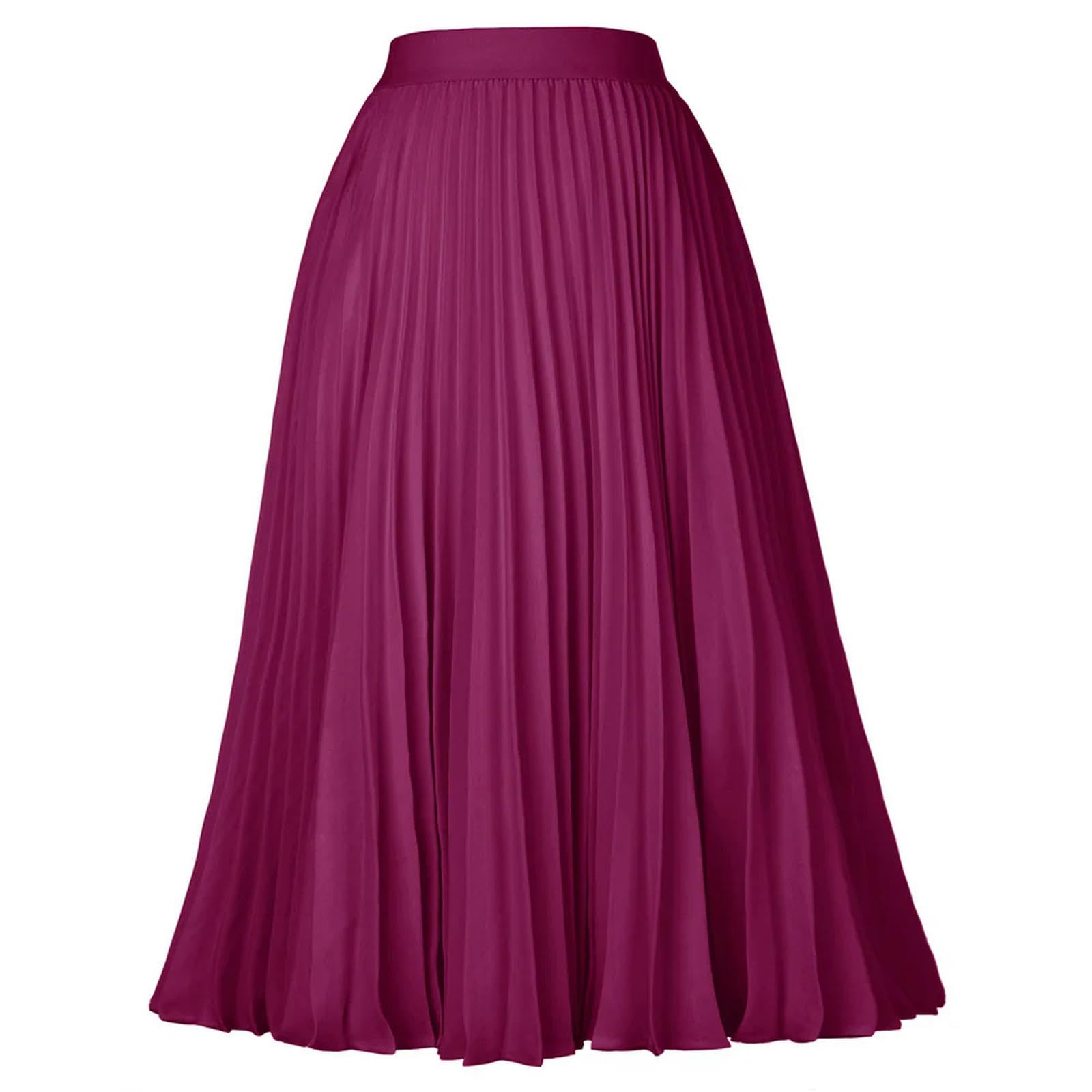 Falda Plisada de Corte A para Mujer, Cintura Alta elástica, Faldas de Gasa, Trajes de Trabajo Elegantes para Mujer, Negro, XL
