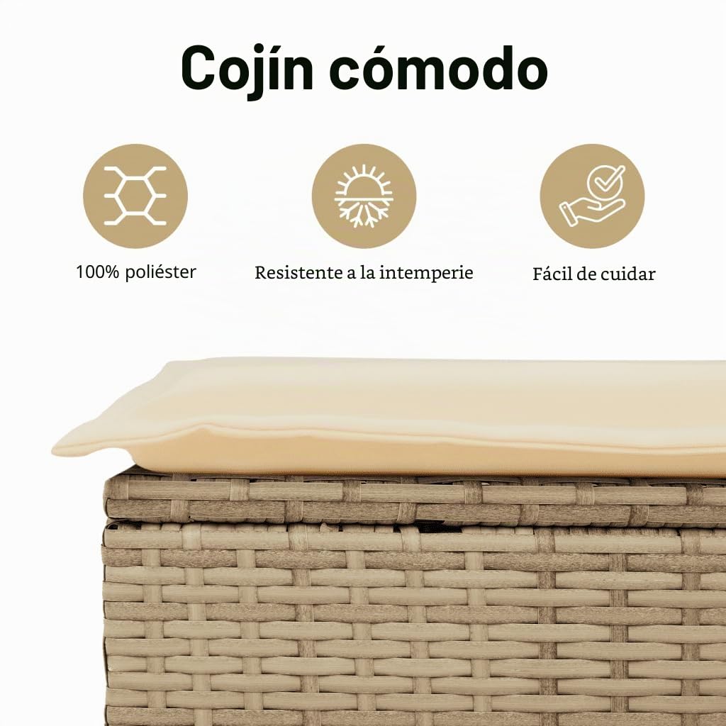 vidaXL Sofá de Jardín con Cojines de 2 Plazas, Asiento Exterior, Sofá Biplaza, Mueble para Patio Terraza Balcón, Ratán Sintético Beige