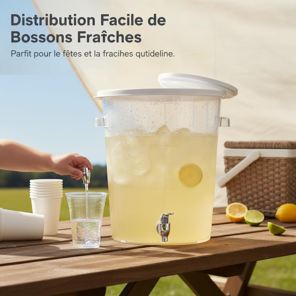 Fontaine à boissons en PC plastique, fontaine à cocktail glacées, pour boissons s, 8L Carré avec robinet/Idéal