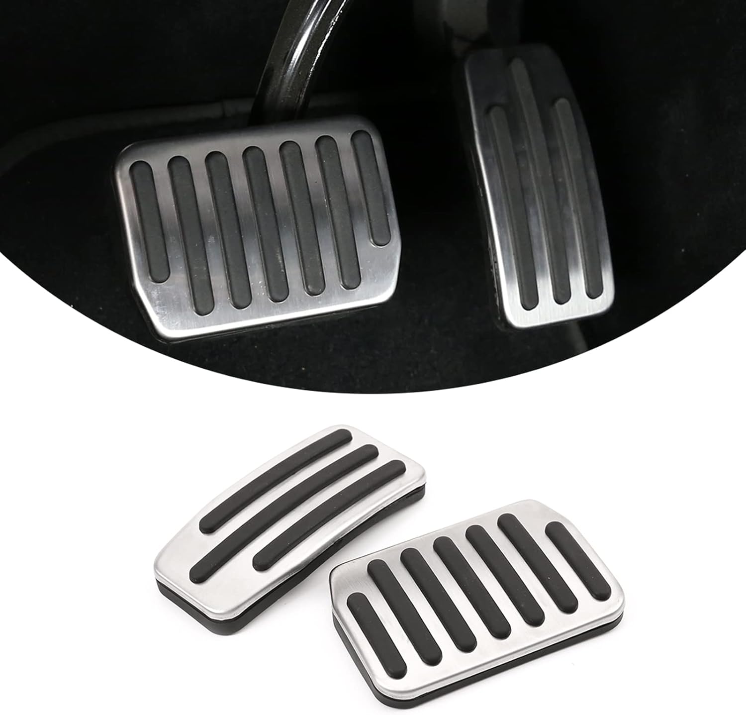 for Tesla Model 3/Y 2017 2018 2019 2020 2021 Stainless Steel Pedals Cover Anti-Slip Auto No Drilling Brake and Accelerator Pedal Covers,Foot Gas Accelerator Brake Pedal Pad Cover