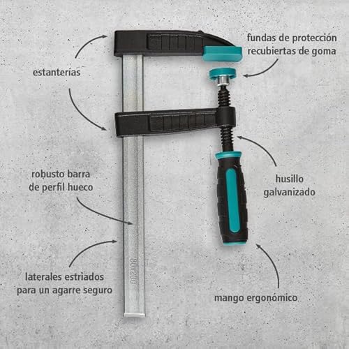 Miniatura 2 de Wolfcraft 2 Sargentos De Tornillo, 200 Mm I 8646000 I Para Numerosas Aplicaciones De Sujeción, Ideal Para Proyectos De Bricolaje
