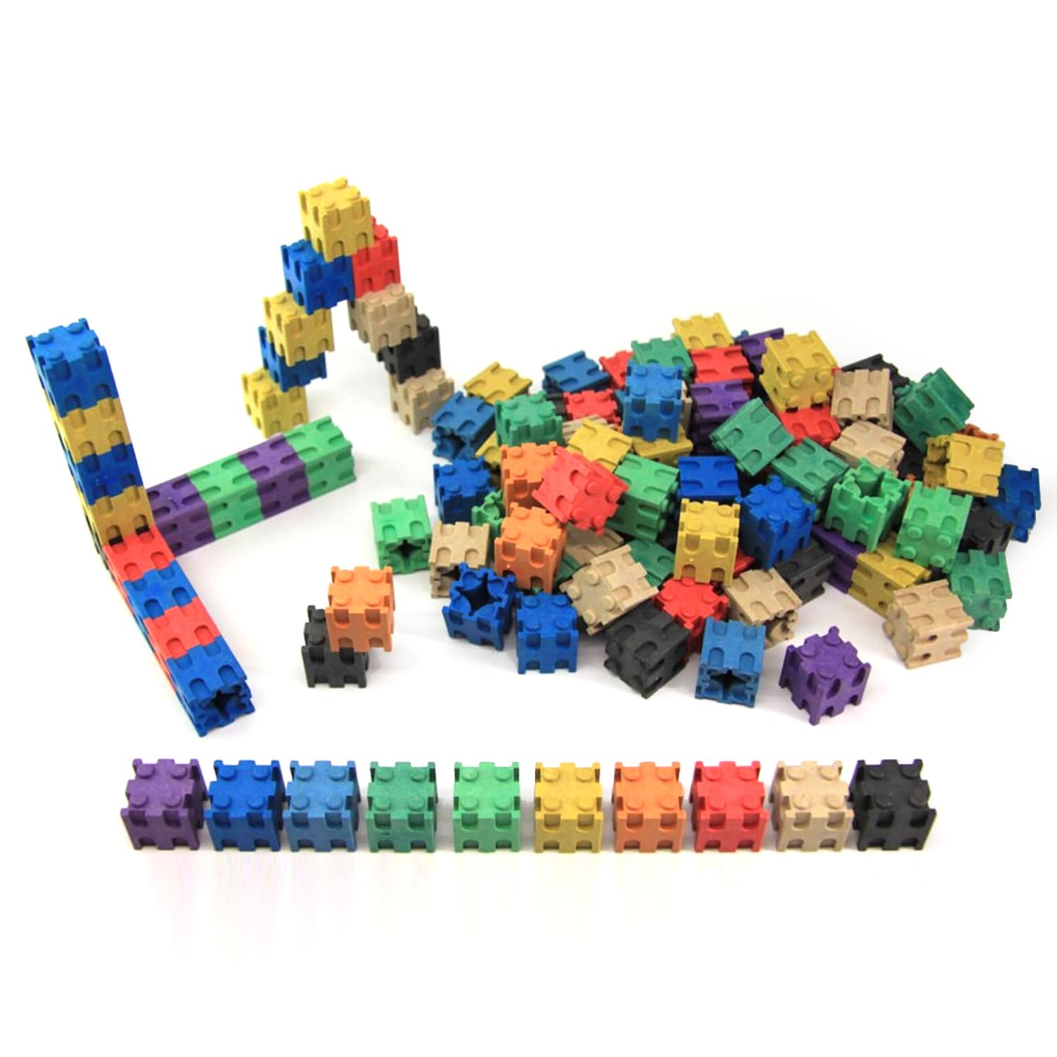 WISSNER aktiv lernen - 100 kubussen in 10 kleuren 2 x 2 x 2 cm, gemaakt van RE-Wood