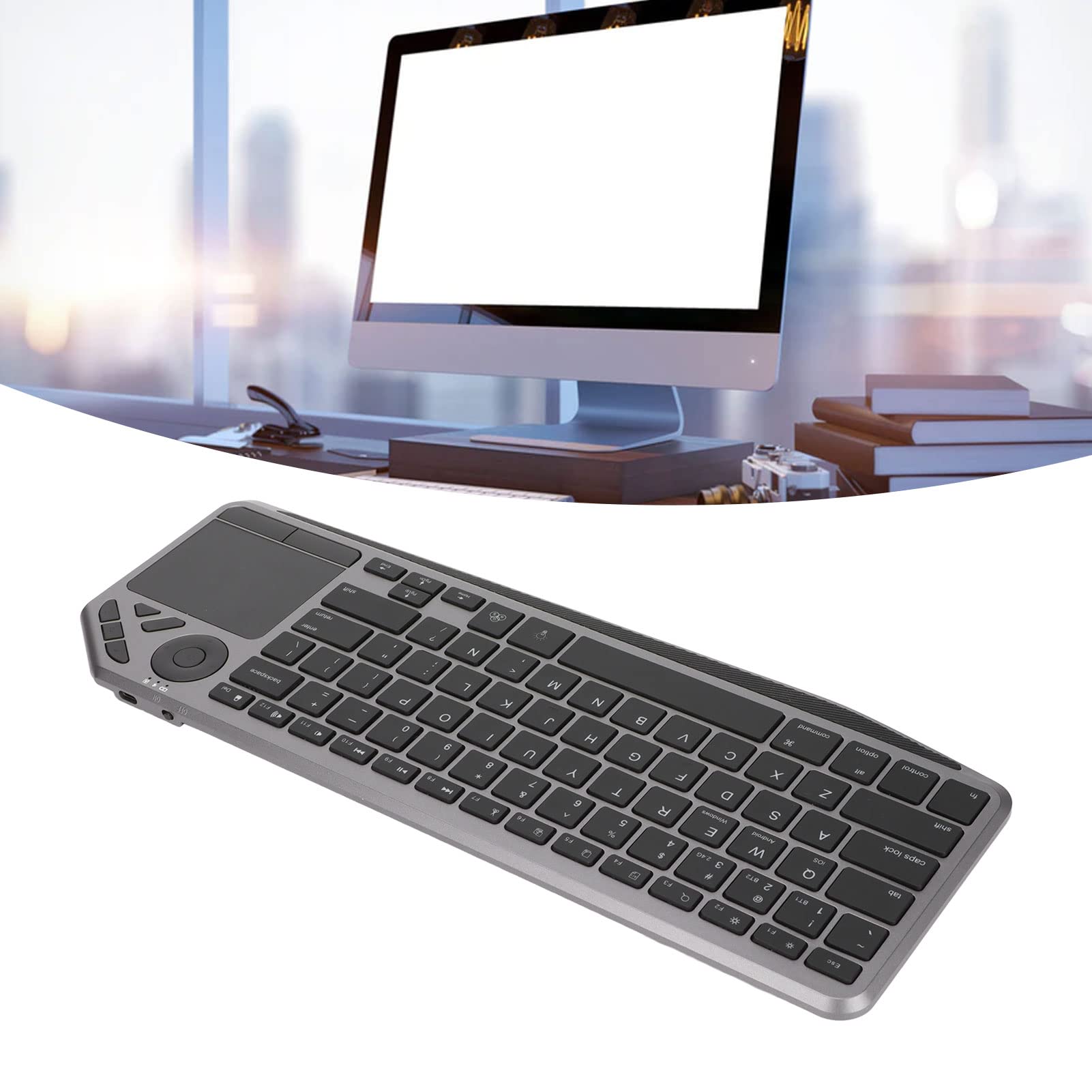 Bezprzewodowa Klawiatura z Panelem Dotykowym, Bezprzewodowa Klawiatura Dotykowa Dual Mode 2.4G/BT, Dokładne Sterowanie Kursorem, Kolorowe Podświetlenie Klawiatury Telewizora do Laptopa, Tablet Multime