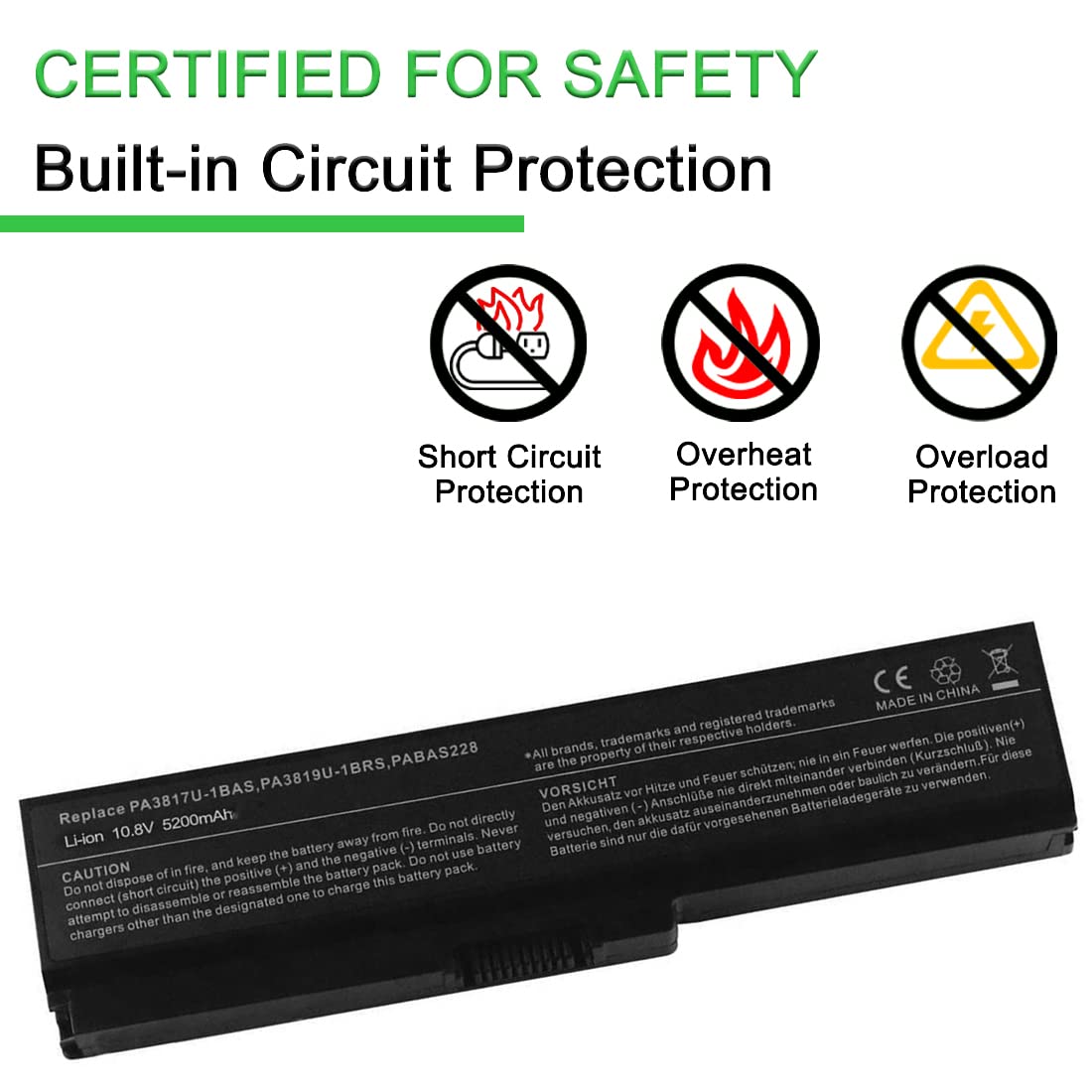 Batteria Per Laptop Toshiba PA3817U-1BRS 5200mAh 10.8V - Compatibile Con Satellite A660, C600, L700, L750