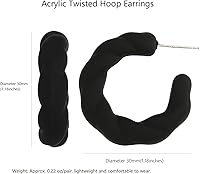 Vista 5 de RUOFFETA Aretes de aro redondos de cuerda trenzada, ligeros en forma de C, para mujeres y niñas