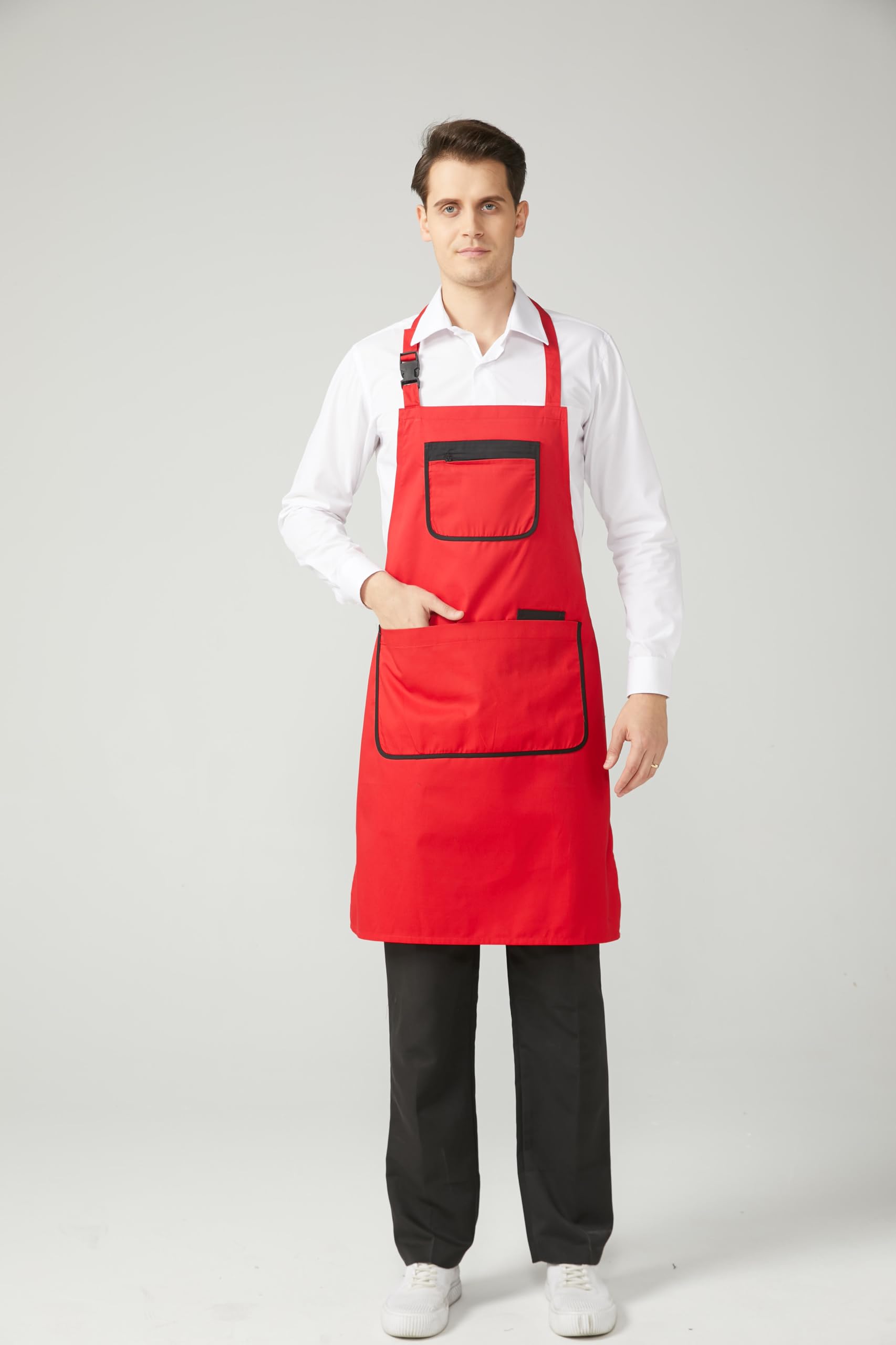 Victory KAIXUAN – DELANTAL CON PETO AUTOMÁTICO UNISEX - UNIFORME DE SERVICIO DOMÉSTICO Y LIMPIEZA SANIDAD MÉDICO HOSTELERÍA - SERIE XGN007 PACK* 10 PCS